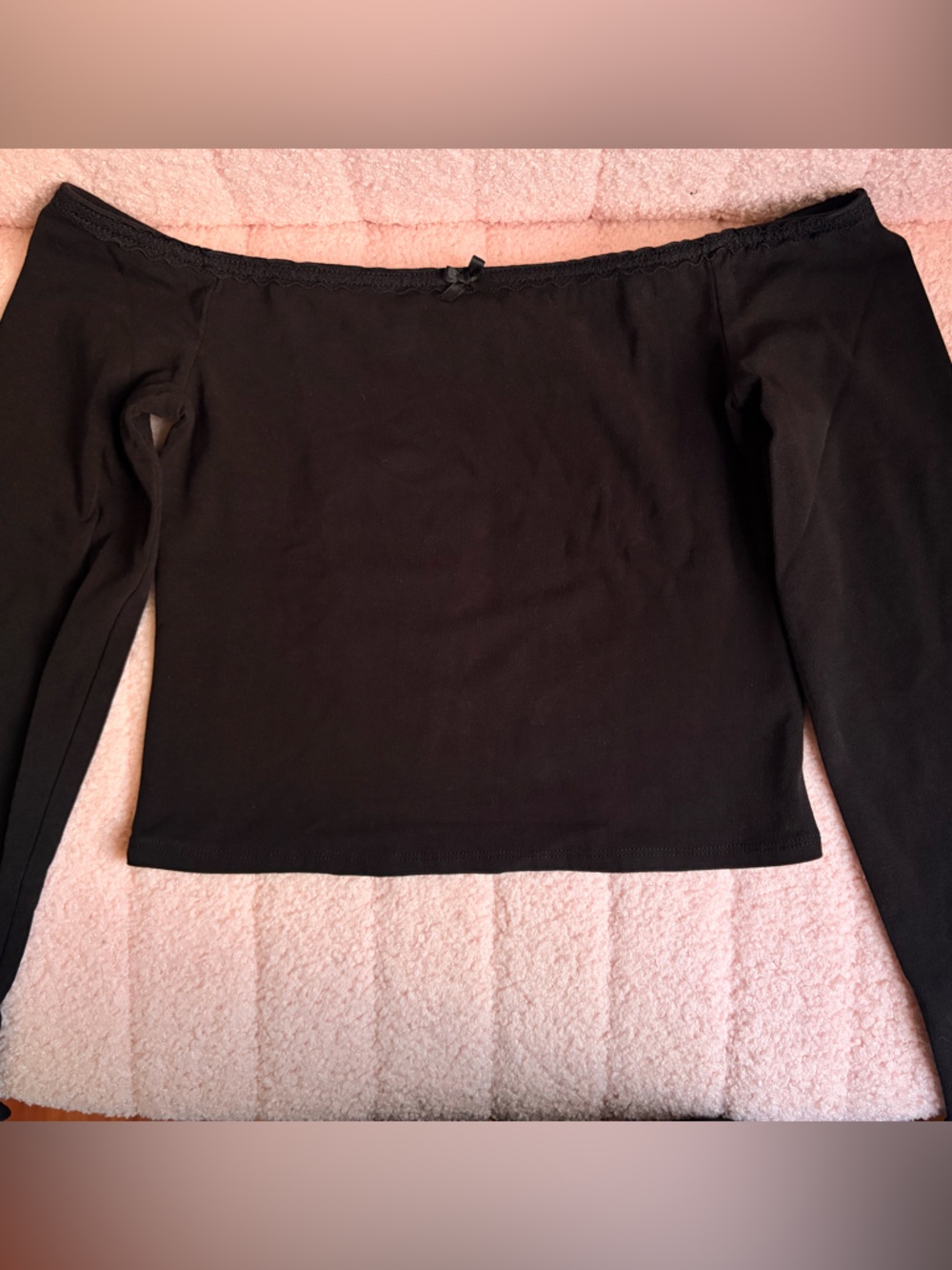 Off-Shoulder Black Long Sleeve Top